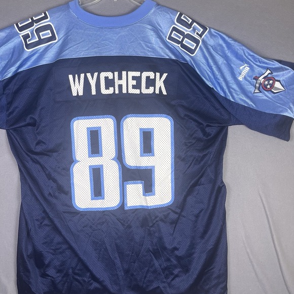 SIGNED Tennessee Titans Jersey Frank Wycheck Y2K PUMA Blue Short Sleeve Men 2XL - Picture 1 of 8